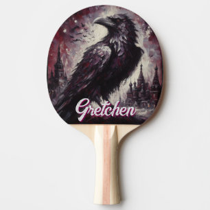 Gothic Raven Crow Bird Painting Personalised Ping Pong Paddle