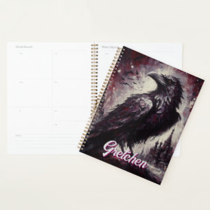 Gothic Raven Crow Bird Painting Personalised Planner