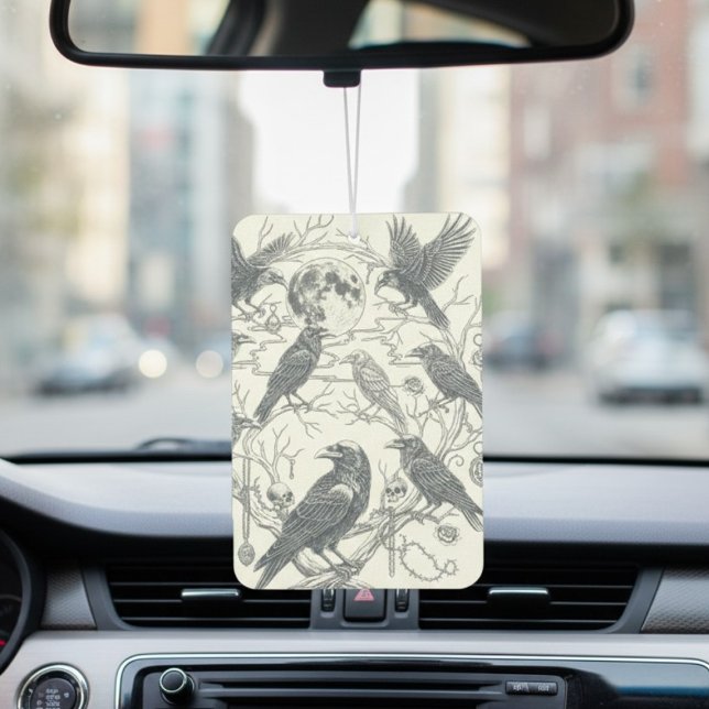 Gothic Raven Dark Academia Car Air Freshener (Raven and moon air freshener)