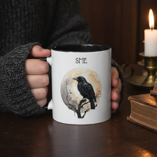 Gothic Raven Dark Academia Full Moon Mug