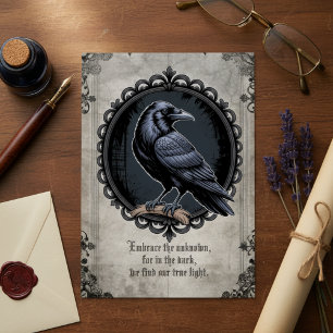 Gothic Raven Dark Academia Vintage Style Note Card