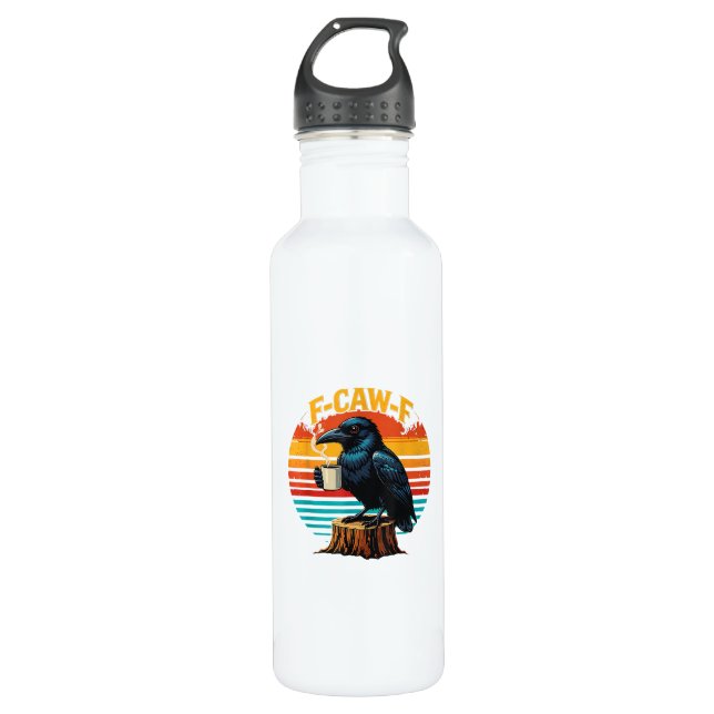 Gothic Raven Funny Halloween F-Caw-F Coffee Crow V 710 Ml Water Bottle (Front)