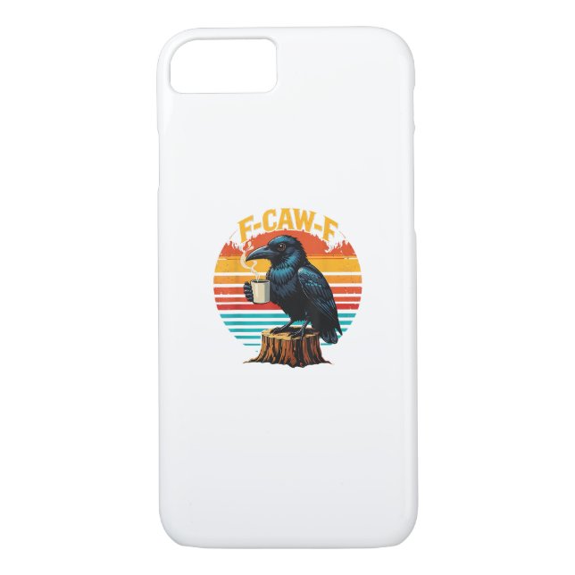 Gothic Raven Funny Halloween F-Caw-F Coffee Crow V Case-Mate iPhone Case (Back)