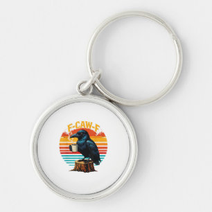 Gothic Raven Funny Halloween F-Caw-F Coffee Crow V Key Ring