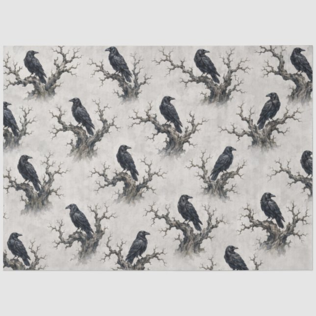 Gothic Raven Gnarled Tree Pattern Tissue Paper (Front)