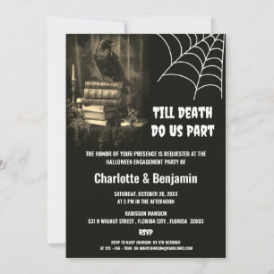 Gothic Raven Halloween Engagement Party  Invitation