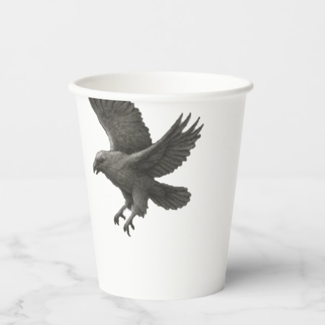 Gothic Raven Halloween – Spooky Party Paper Cups (Front)