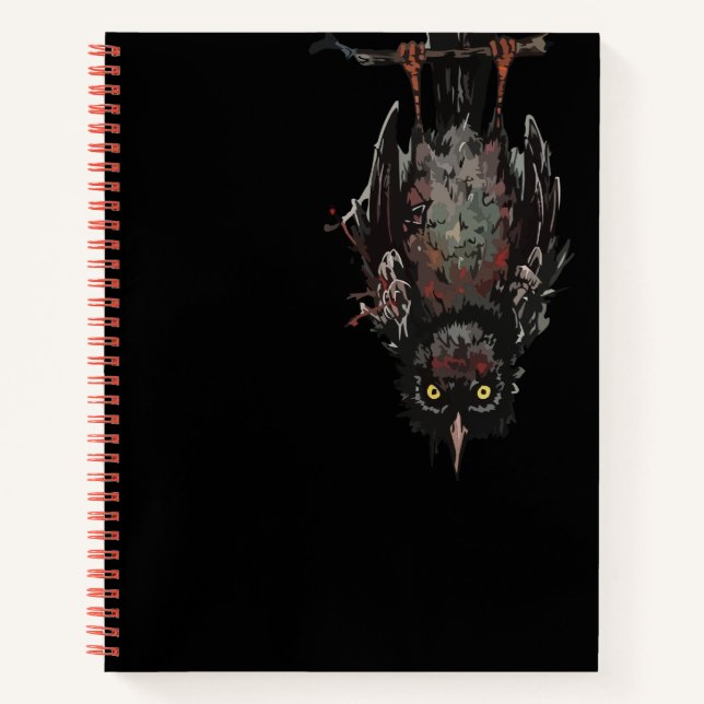 Gothic Raven Hanging Upside Down Spiral Notebook (Front)