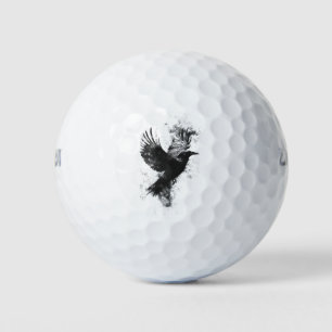 Gothic Raven Illustration: Smoke and Feathers Golf Balls