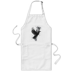 Gothic Raven Illustration: Smoke and Feathers Long Apron