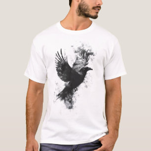 Gothic Raven Illustration: Smoke and Feathers T-Shirt
