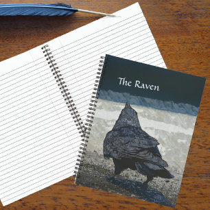 Gothic Raven in Shades of Grey and Black Notebook
