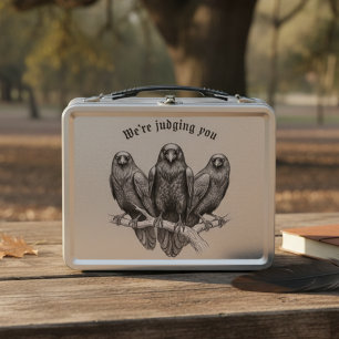 Gothic Raven Judging You Sarcastic Coworker Gift Metal Lunch Box