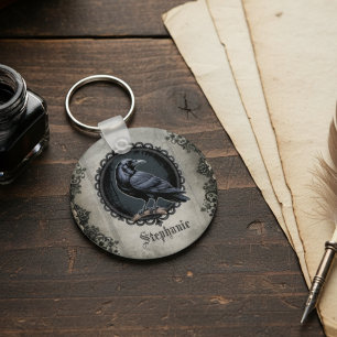 Gothic Raven Lover Dark Academia Aesthetic Key Ring