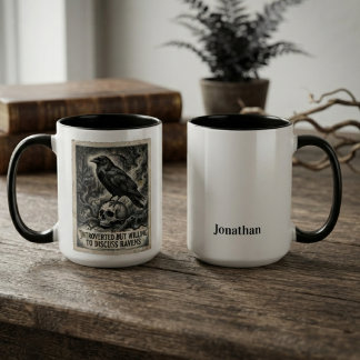 Gothic Raven Lover Gift Introvert Humour Art Two-Tone Coffee Mug