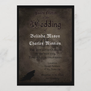 Gothic Raven & Moon Wedding Invitation