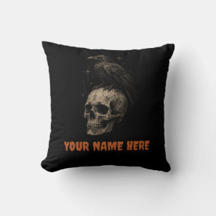Gothic Raven on Skull Vintage Mystery . Cushion