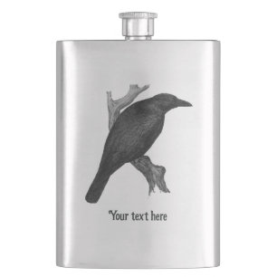 Gothic Raven Personalised Hip Flask