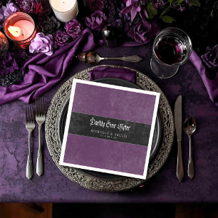 Gothic Raven Purple Darkly Ever After Wedding Napkin