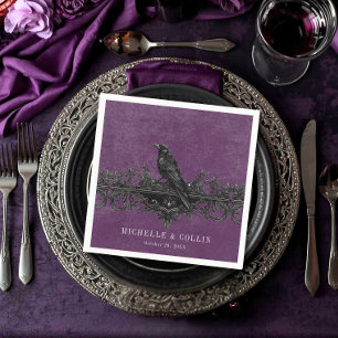 Gothic Raven Purple Darkly Ever After Wedding Napkin