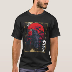 Gothic Raven Red Moon Black Crow T-Shirt