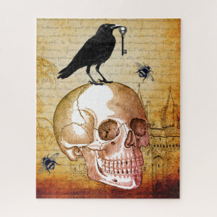 Gothic Raven Skeleton Key Castle Jigsaw Puzzle