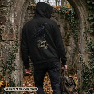 Gothic Raven Skull & Poison Vial Dark Fantasy Hoodie