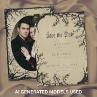 Gothic Raven Tree Black Tan Wedding Photo