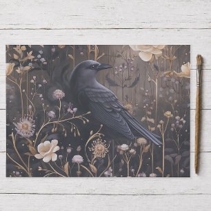 Gothic Raven with Flowers Vintage Halloween Tissue Paper