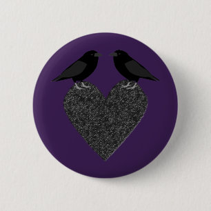 Gothic Ravens and Black Heart 6 Cm Round Badge