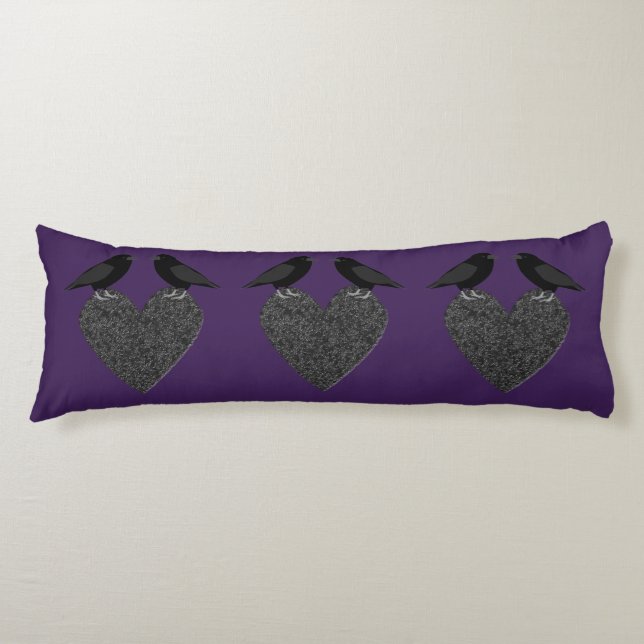 Gothic Ravens and Black Heart Body Cushion (Front)
