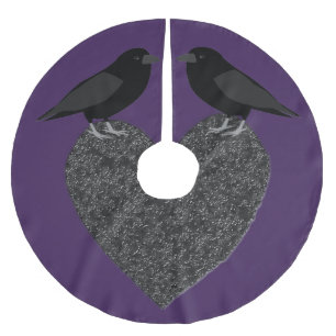 Gothic Ravens and Black Heart Brushed Polyester Tree Skirt