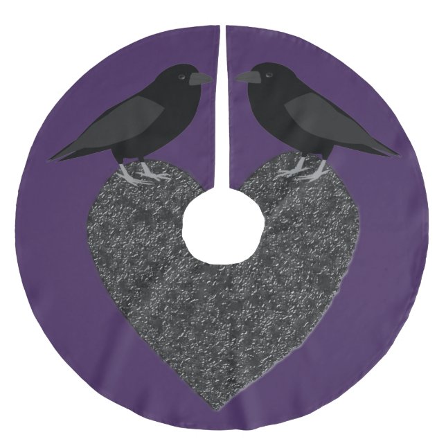 Gothic Ravens and Black Heart Brushed Polyester Tree Skirt (Front)