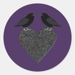 Gothic Ravens and Black Heart Classic Round Sticker