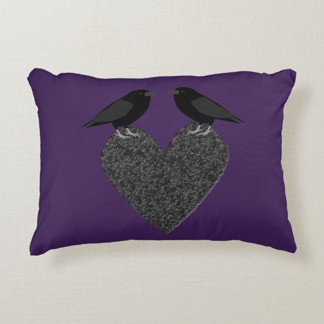 Gothic Ravens and Black Heart Custom Decorative Cushion (Front)