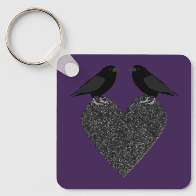 Gothic Ravens and Black Heart Custom Key Ring (Front)