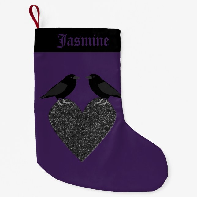 Gothic Ravens and Black Heart Custom Small Christmas Stocking (Front)