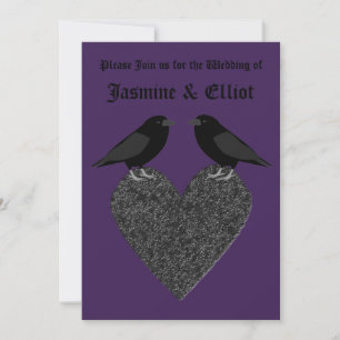Gothic Ravens and Black Heart Custom Wedding Invitation