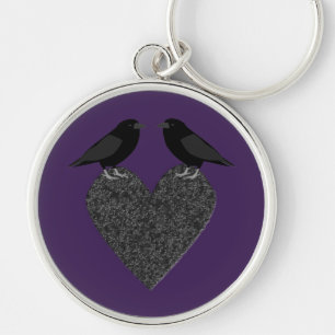 Gothic Ravens and Black Heart Key Ring