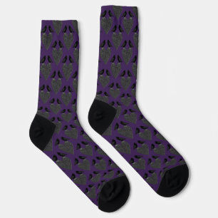 Gothic Ravens and Black Heart Patterned Socks