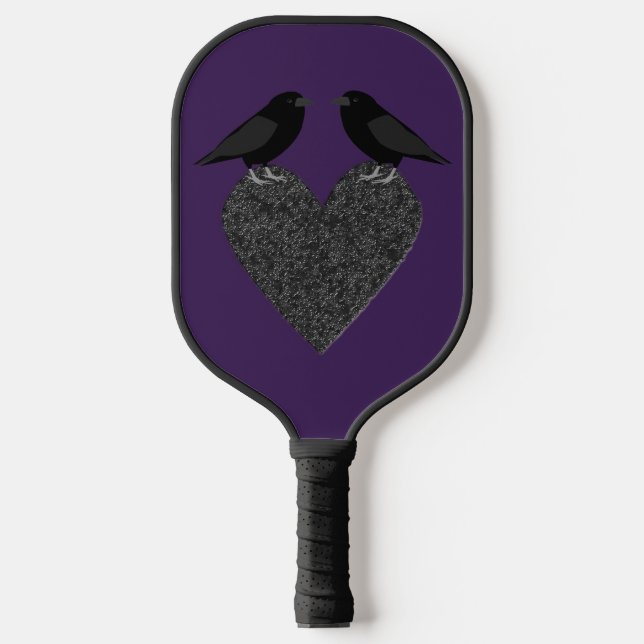 Gothic Ravens and Black Heart Pickleball Paddle (Front)