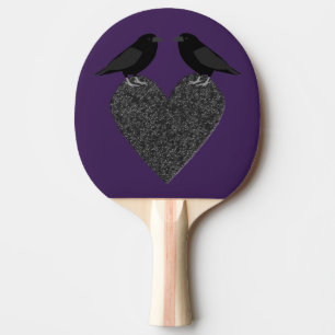 Gothic Ravens and Black Heart Ping Pong Paddle