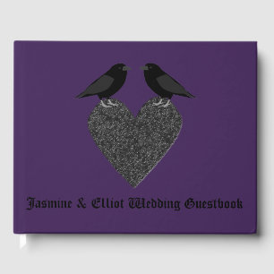 Gothic Ravens and Black Heart Wedding Guest Book