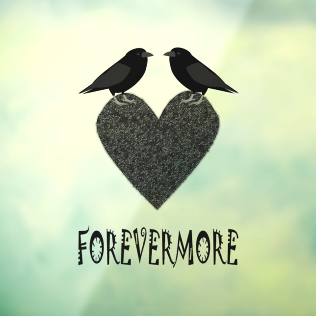 Gothic Ravens and Black Heart Window Cling (Sheet 3)