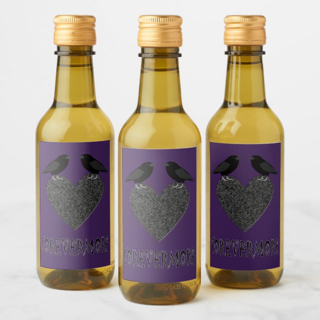 Gothic Ravens and Black Heart Wine Label (Bottles)