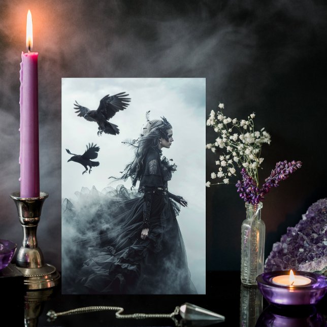 Gothic Ravens and Goddess Halloween Greeting Card (Creator Uploaded)