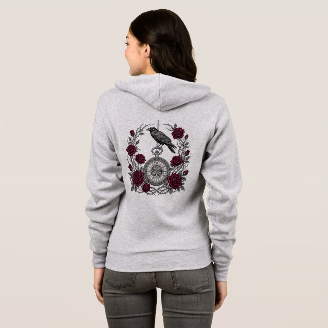Gothic Raven's Clock Hoodie (Back Full)