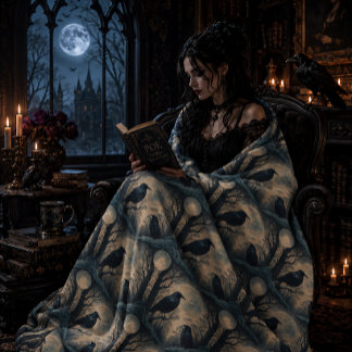 Gothic Ravens In Moonlight Fleece Blanket