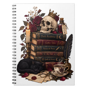 Gothic Reader Literary Bookworm Skull & Roses Notebook