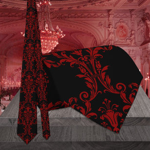 Gothic Red Acanthus Leaf Wedding Tie